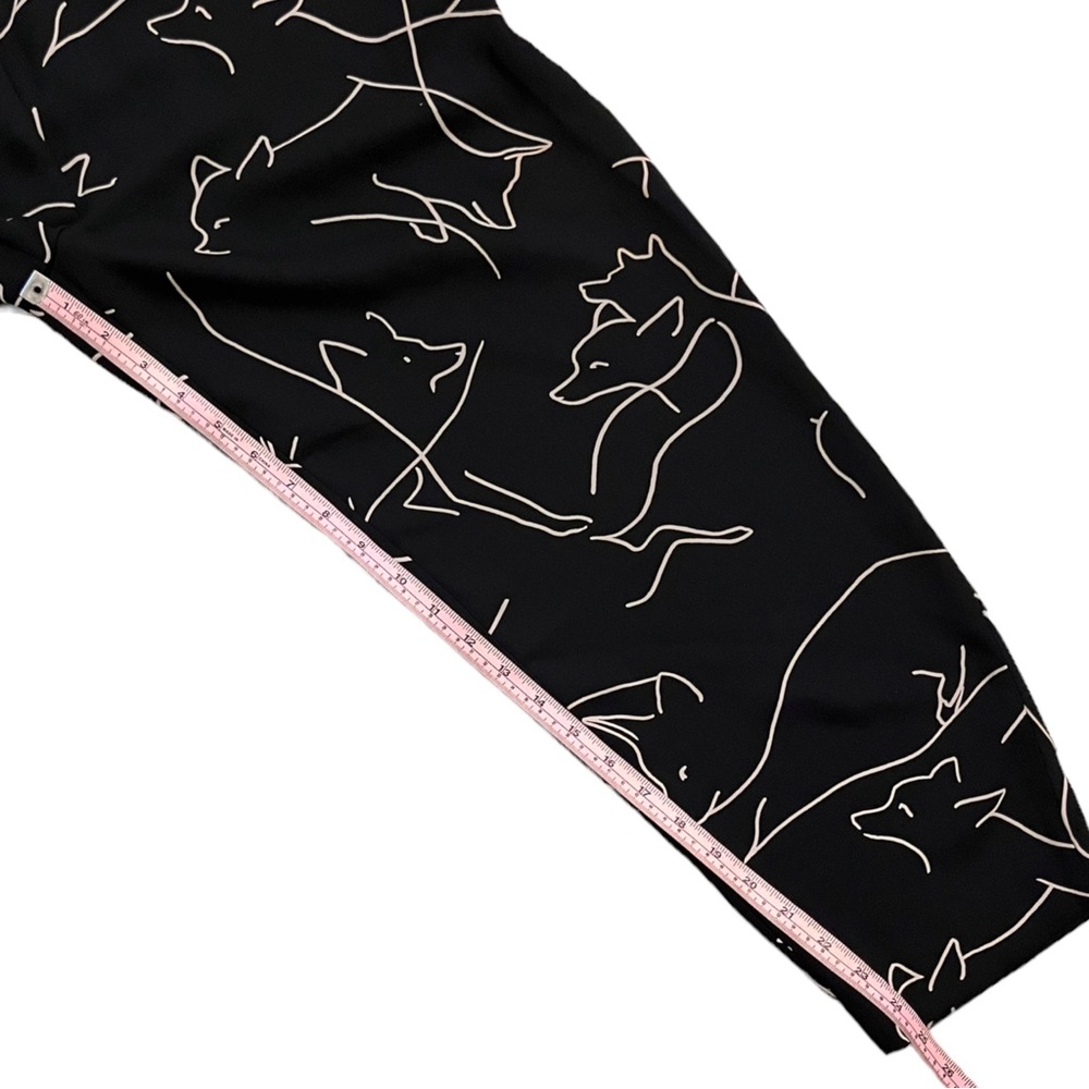 Babaton Pants Fox Print Sz 2 Black Tan Classic Baggy Fit‎ Tapered Leg Aritzia - Picture 15 of 16